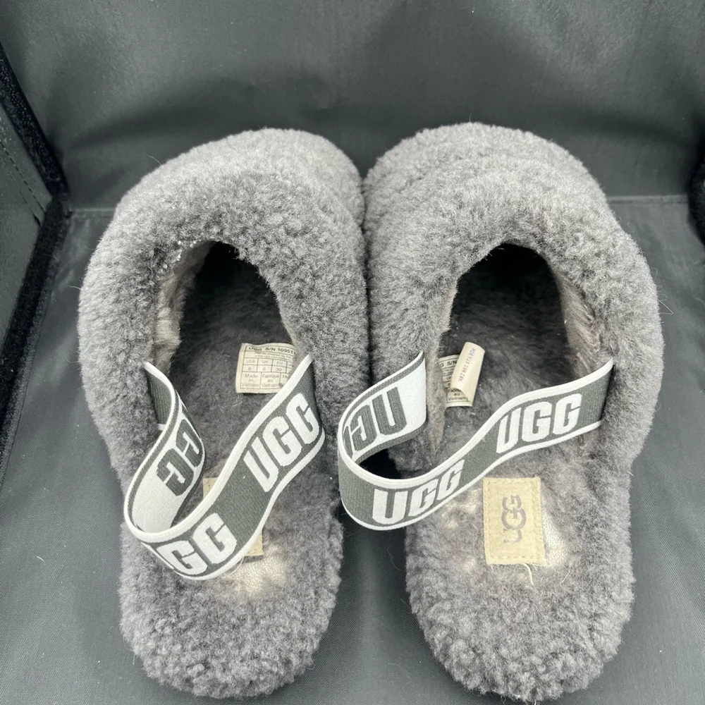 UGG Charcoal Fluffy Slides - Picture 8 of 11
